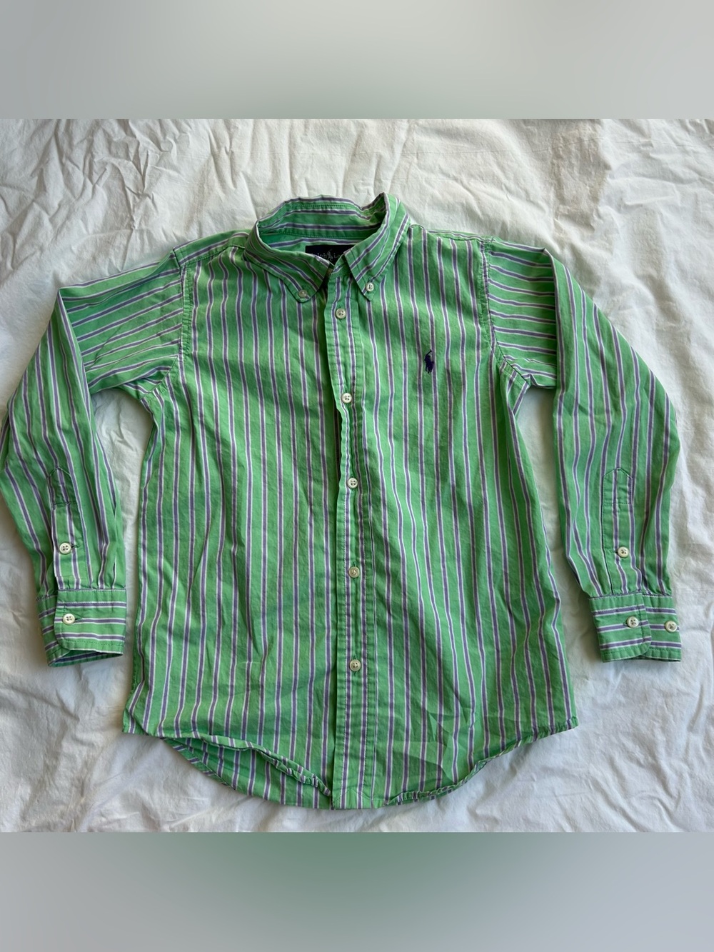 Youth Ralph Lauren Green Striped Button-Down Shirt - 6